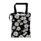 Car Trash Bag White Daisies Blue Flowers Leak-Proof Car Garbage Bag with Drawstring Foldable Canvas Trash Bin with Adjustable Buckle for Car Accessories, Travelling, Camping