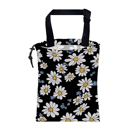 Car Trash Bag White Daisies Blue Flowers Leak-Proof Car Garbage Bag with Drawstring Foldable Canvas Trash Bin with Adjustable Buckle for Car Accessories, Travelling, Camping