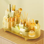 Rotating Makeup Organizer for Vanity with Brush Holder, Cosmetic Makeup Storage Organizer, Large Spinning Makeup Skincare Org