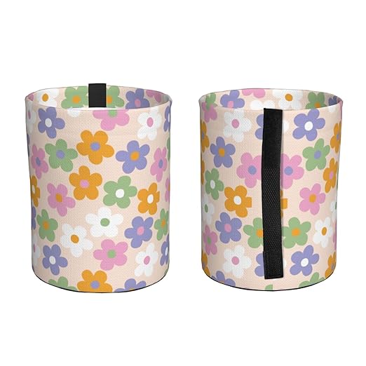 Cute Flowers Floral Car Trash Can Collapsible Garbage Can,Hanging Trash Bag Water Proof with Suitable for Storage for Car Interiors,Home