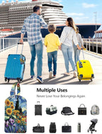 Luggage Tags Built-in Anti-Loss Tracker, Luxury Leather Luggage Tags for Suitcase, Travel Bags, Backpacks, Travel Organizer f