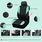 CAR PASS Mint Leather Seat Covers Full Set-Universal Quilting Cute Girly Car Seat Cover with 5mm Composite Sponge Inside,Airb