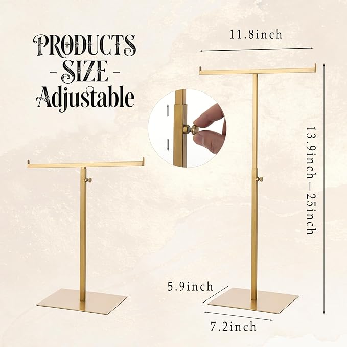 Purse Display Stand Jewelry Towers 2 Packs Stainless Steel Bag Stand Tabletop Adjustable Height Double Hook Hanging Jewelry S