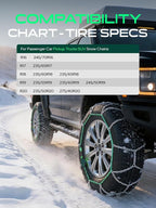 YHTAUTO Set of 2 Snow Chains 12mm for Pickup Truck SUV Passenger Car Universal Fit Tire Chains Auto-Tightening Quick Installa