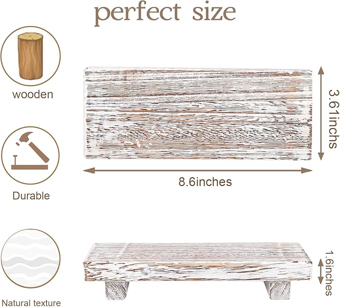 zoocatia Small Wood Tray Pedestal Stand Farmhouse Bathroom Decor Decorative Wooden Riser Kitchen Soap Dish Holder for Vanity,