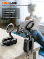 A2C 3-in-1 Magnetic Phone Holder for Gym, [20x N52] Strong Magnets Attach to Metal Surface, Portable Phone Mount for Garage Gym/Travel with Tray Table Clamp, Home Gym Accessories for Men Women Gifts