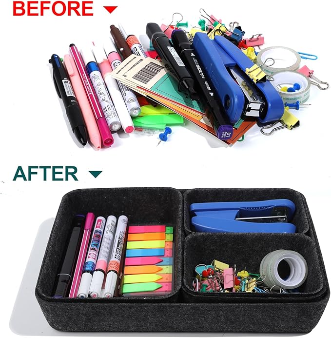HNYYZL Desk Drawer Organizer,7 Pack Felt Drawer Organizer Shallow Drawer Organizers Felt Storage Bins,Desk organizer trays (G