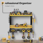 Spampur Power Tool Organizer Wall Mount with Charging Station, Tool Battery Holder with 4 Outlet Power Strip15 Min Assembly &