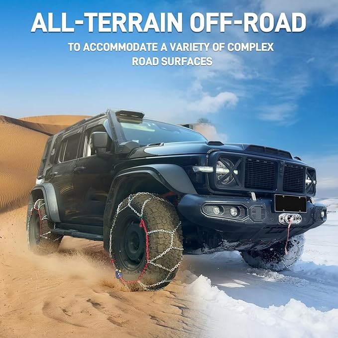 Auto Fixing Snow Chains for Pickup Trucks & SUVs, Heavy Duty Tire Chains with Self-Tensioning, Quick Install Emergency Tracti