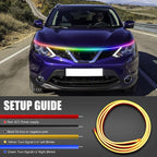 JMTBNO Car LED Hood Light Strip 59" RGB Exterior LED Strip Flexible 12V Multicolor Universal Engine Hood Cover Daytime Running Light Strip Waterproof Remote & APP for Car SUV Truck