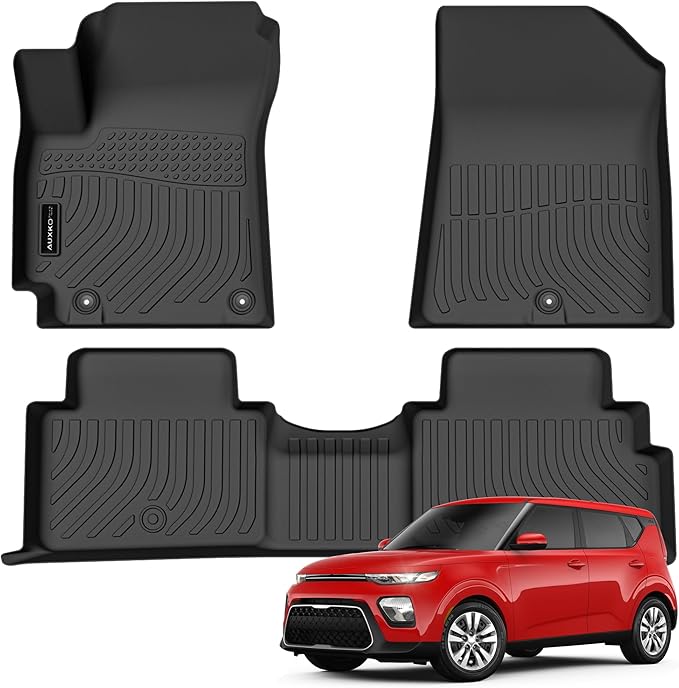 AUXKO All Weather Floor Mat Fit for Kia Soul 2026 2025-2020 TPE Rubber Liners Soul Accessories All Season Guard Odorless Anti-Slip Liner Black