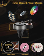 Record Player Car Air Freshener Vent Clip with 15pcs Refill Pads, Retro Black Ice Aromatherapy Diffuser for Singer Merch Gift