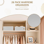 Criusia 26 Pack Drawer Organizer for Clothes, Foldable Dresser Dividers with 3 Sizes, Fabric Storage Bins – Gray