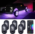 Honalia LED Rock Lights for Trucks 6 pods, Multicolor RGB Underglow Kit for Cars with Bluetooth APP Control for ATV Accessories Golf Cart Four Wheeler RZR UTV Truck Accessories