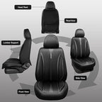 CAR PASS Nappa Leather Car Seat Covers Full Set & Carbon Fiber, Waterproof and Durable All Weather Protector, Universal Fit f