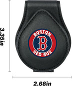 for MLB Boston Red Sox Car Visor Sunglass Holder - Black Leather Eyeglass Case with Team Logo, Clip-On Sun Visor Organizer for Auto Interior, Boston Red Sox Gifts
