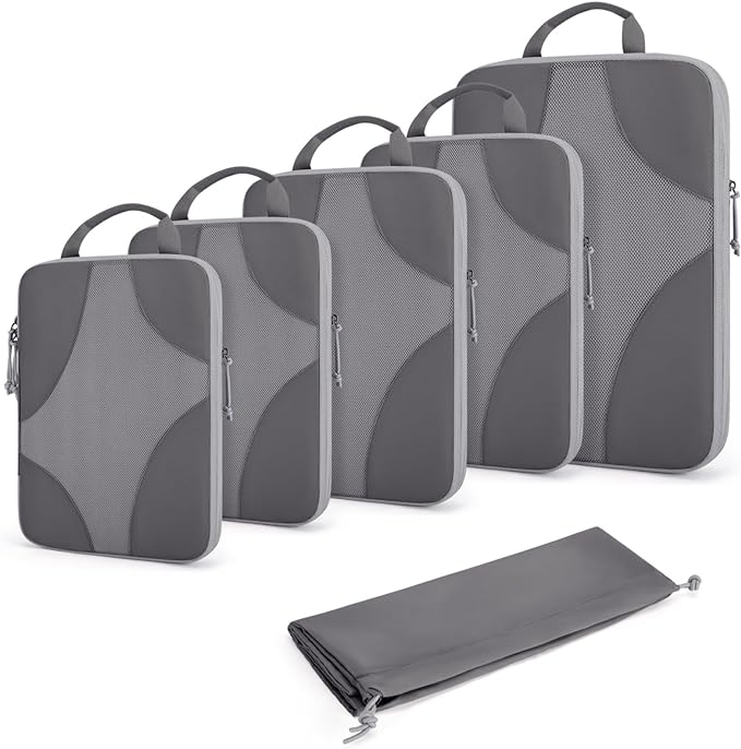 BAGSMART Compression Packing Cubes for Travel, Compressible Luggage Organizer for Cruise Ship, Lightweight Travel Essentials 