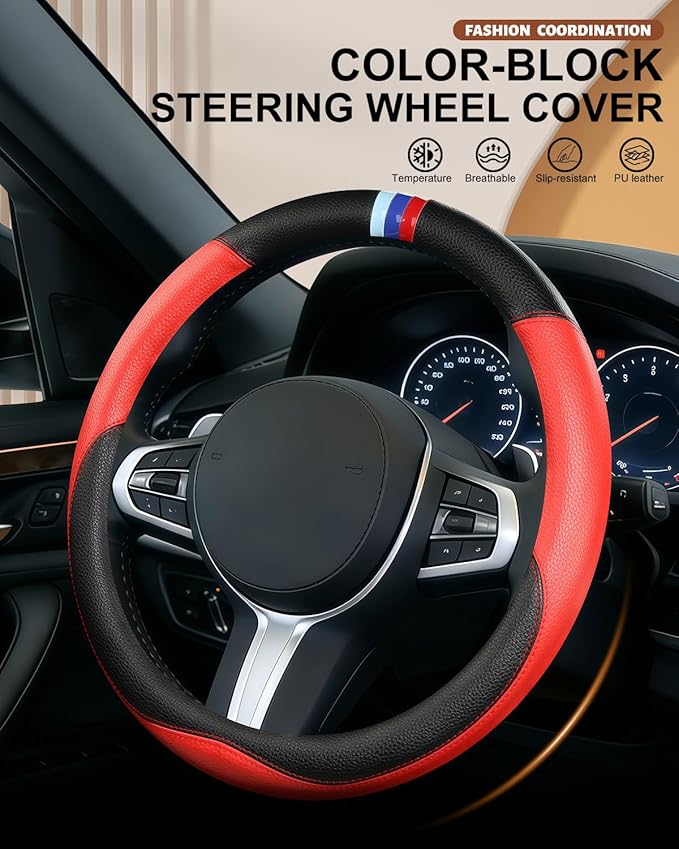 Customized Auto Car Steering Wheel Cover for BMW X1,X2,X3,X4,X5,X6,X7,i3,i4,i5,i8 535i 740Li 335i M3 M4 M5 Z1 Z3 Z4 Z5 Mini (