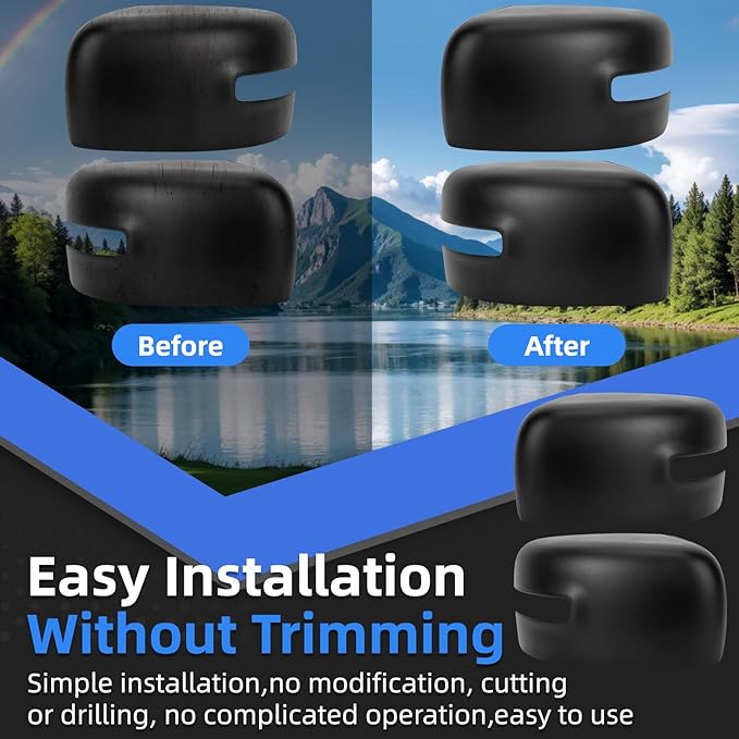 Driver & Passenger Side Mirror Cover Replacement for Jeep Renegade 2015 2016 2017 2018 2019 - Left & Right Side Mirror Covers, Rear View Mirror Cap Accessories Textured, With Lamp