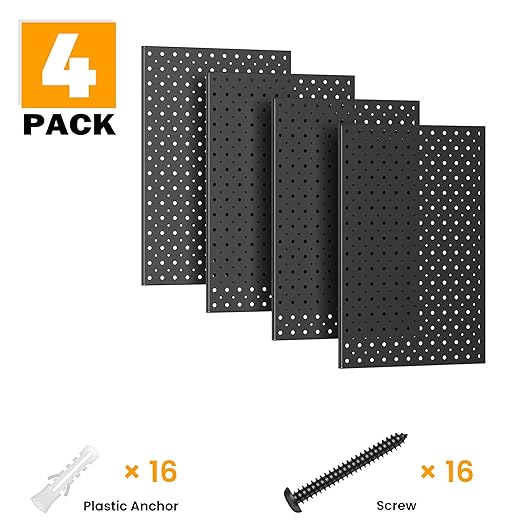 Pegboard Smith Metal Pegboard Panels, 16" x 12" Heavy-Duty Steel Peg Boards for Garage Tool Storage, Wall-Mounted Pegboard Or