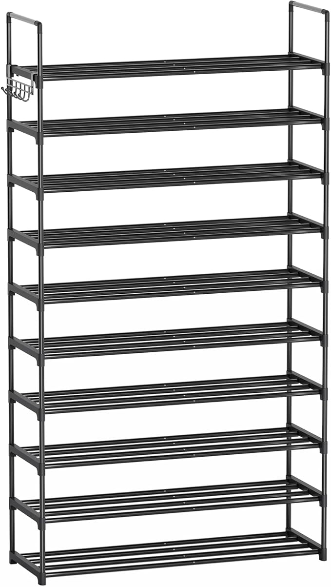 10 Tier Shoe Rack, Tall Shoe Rack for Entryway, Shoe Organizer for Closet, Shoe Storage for Front Door Entrance & Entryway, L