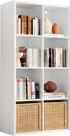 IROCNK Bookshelf, 8-Cube Storage Cube Shelf Organizer, Extra Thick Frame Horizontally & Vertically Reversible Bookcase with O