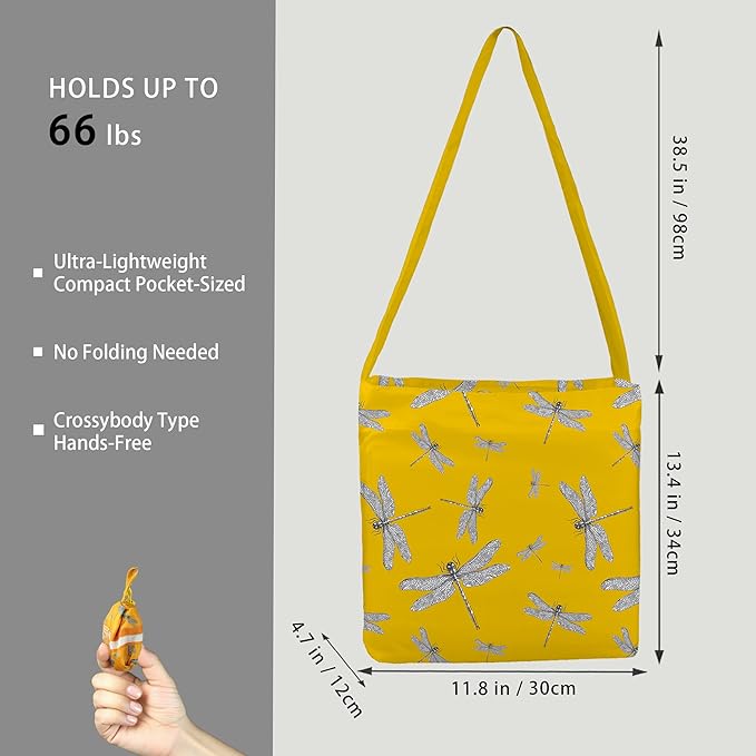 BeeGreen Reusable Grocery Shopping Bag -Travel Tote Bag - Foldable Compact Sturdy Bags