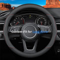 Custom-Fit for Land Rover Steering Wheel Cover, Premium Leather Car Cover with Logo, Non-Slip, Breathable, Accessories (A-Style,for Rover)