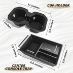 Muslogy Center Console Organizer & Cup Holder Insert 2PCS Set Compatible with 2025 2026 Nissan Kicks Accessories Armrest Box Divider Storage Tray and Drink Stopper Non-Slip (Console Tray & CupHolder)