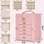 AKOZLIN Large Jewelry Box Organizer Functional with Big Mirror, Leather Jewelry Storage Case for Women Girls Ring Necklace Ea