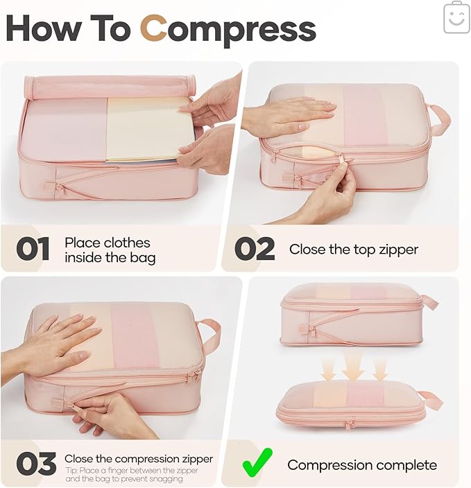 Veken 11 Set Compression Packing Cubes for Travel Essentials,Compressible Expandable Large Luggage Suitcase Organizer Bags fo