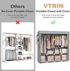 VTRIN Portable Closet for Hanging Clothes 67 Inch Wide Large Capacity Portable Wardrobe Closet with Cover, 4 Storage Shelves 