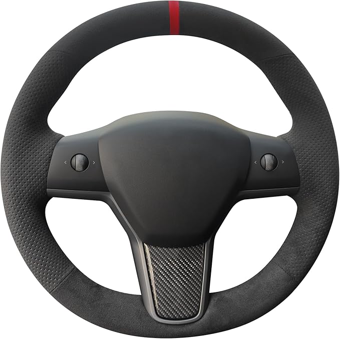 MEWANT Hand Stitched Steering Wheel Cover for Tesla Model 3 2017-2023 / Model Y 2020-2023 for Tesla Model 3/Y Accessories