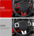 Linskip Steering Wheel Trim Compatible with Dodge Challenger/Charger/Durango/Dart 2009-2014 & Journey 2013-2022, Steering Wheel Cover for Challenger Interior Accessories 3Pcs(Red)