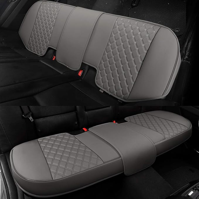 Black Panther Luxury PU Leather Rear Car Seat Cover, Compatible with Most Vehicles, Adjustable Length 49-55'', Diamond Patter