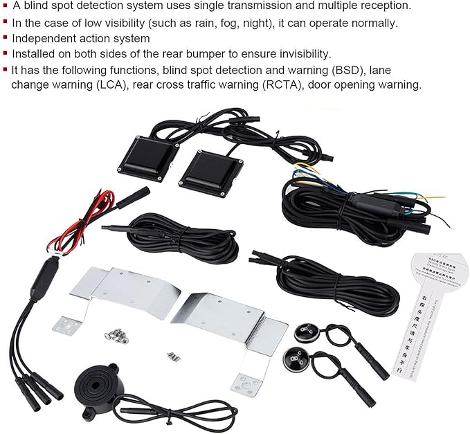 Blind spot Detection Monitoring System kit, bsd Sensor 12v, All Vehicles Alert Backup Assist
