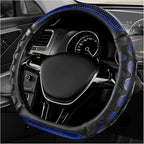 D-Shaped Steering Wheel Cover, Leather Car Wheel Protector with 3D Honeycomb Anti-Slip Design, Universal Breathable Comfy Cov