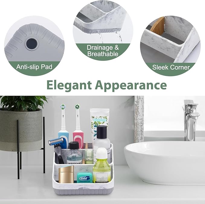 Chintu Toothbrush Holders for Bathrooms - 6 Slots Electric Tooth Brushing Holder, Bathroom Countertop Organizer for Kids Fami