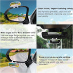 LivTee Clip on Blind Spot Mirror, HD Glass Frameless Convex Rear View Mirrors Exterior Accessories with Wide Angle Adjustable Stick for Car SUV and Trucks, White