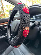 Crochet Ladybug Steering Wheel Cover Universal 14-15 inch (D,Steering Wheel Cover)