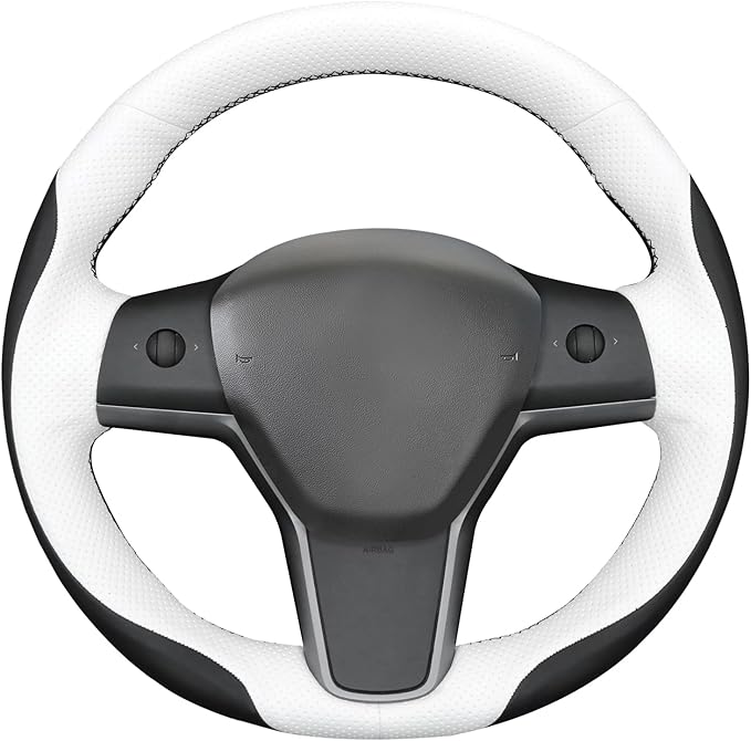 MEWANT Hand Stitched Steering Wheel Cover for Tesla Model 3 2017-2023 / Model Y 2020-2023 for Tesla Model 3/Y Accessories