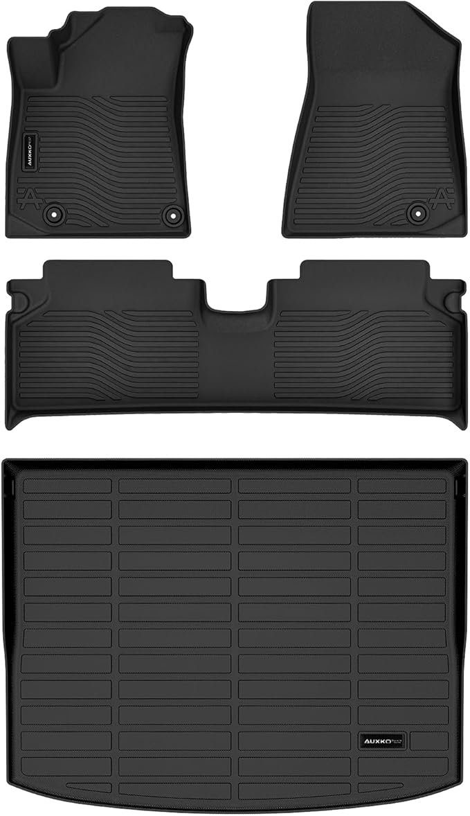 Auxko All Weather Floor Mats Cargo Mat Fit for Kia NIRO EV 2023 2024 2025 TPE Liners NIRO EV Accessories Odorless Anti-Slip Floor Mats Cargo Mat Black