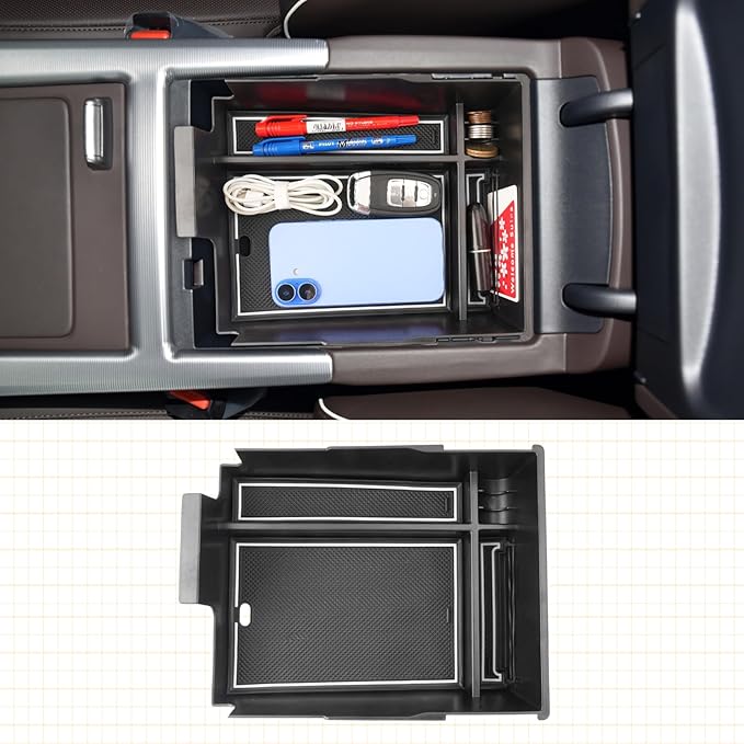 for Hyundai Palisade Center Console Organizer Tray for 2023-2025 Palisade SE/SEL/XRT/Limited/Calligraphy Armrest Box Secondary Storage Glove Box Insert Accessories (23-25 Palisade White Trim)