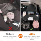 Car Rear Backseat Extra Multifunctional Drink Cup Holder Organizers With Tissue Storage Box Organizer & Hooks For Car Seat Back. Black