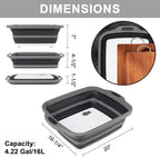 Tiawudi Large Collapsible BBQ Prep Tub with Lid(4.22 Gal/16L), Foldable Camping Sink with Colander, Cutting Board, Dish Basin