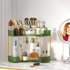 SUNZOS Bathroom Counter Organizer, Corner Vanity Cosmetic Storage with Makeup Brush Holder, Countertop Organizers for Dresser