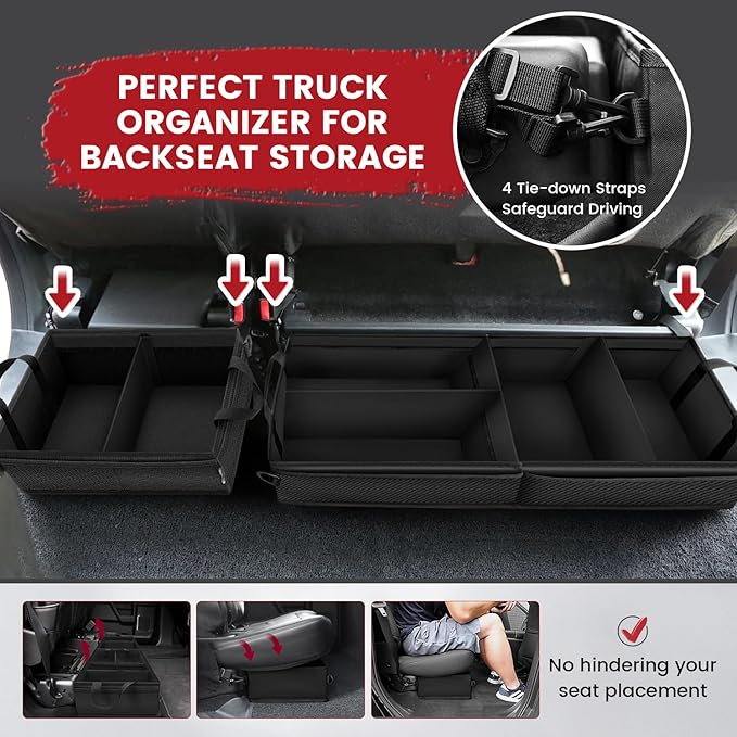 Truck Under Bench Seat Storage with Removable Divider for Ford F150, Chevy Silverado Under the Seat Organizer and Underseat
