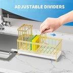 Cisily Sponge Holder for Kitchen Sink, Sink Caddy Organizer with High Brush Holder, Kitchen Countertop Organizers and Storage