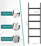 POXAKA Blanket Ladders for The Living Room, 5-Tier Blanket Holder, Wall-Leaning Blanket Rack, Ladder Shelves, Wooden Quilt La