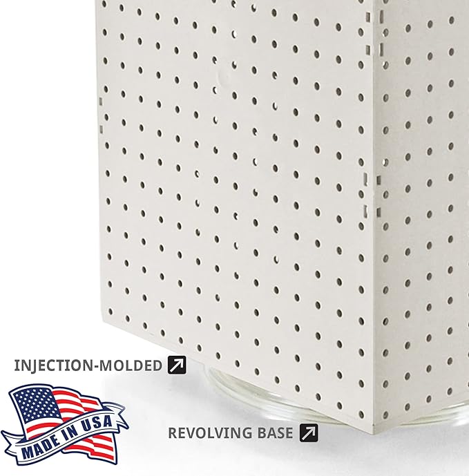 Azar Displays 701414-WHT-4W32 Rotating Countertop Display Kit with Peg Hooks Included, 14 Inches Wide x 14 Inches Deep x 20 I